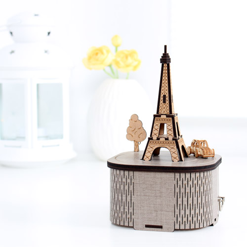 DIY 나무모형 회전우드 오르골 - 파리 에펠탑