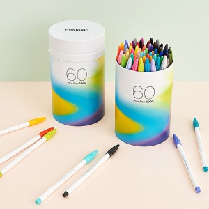 모나미 프러스펜 틴케이스, 안료(밑그림)+수성(채색) 60색 다채로운 컬러 펜 수채화